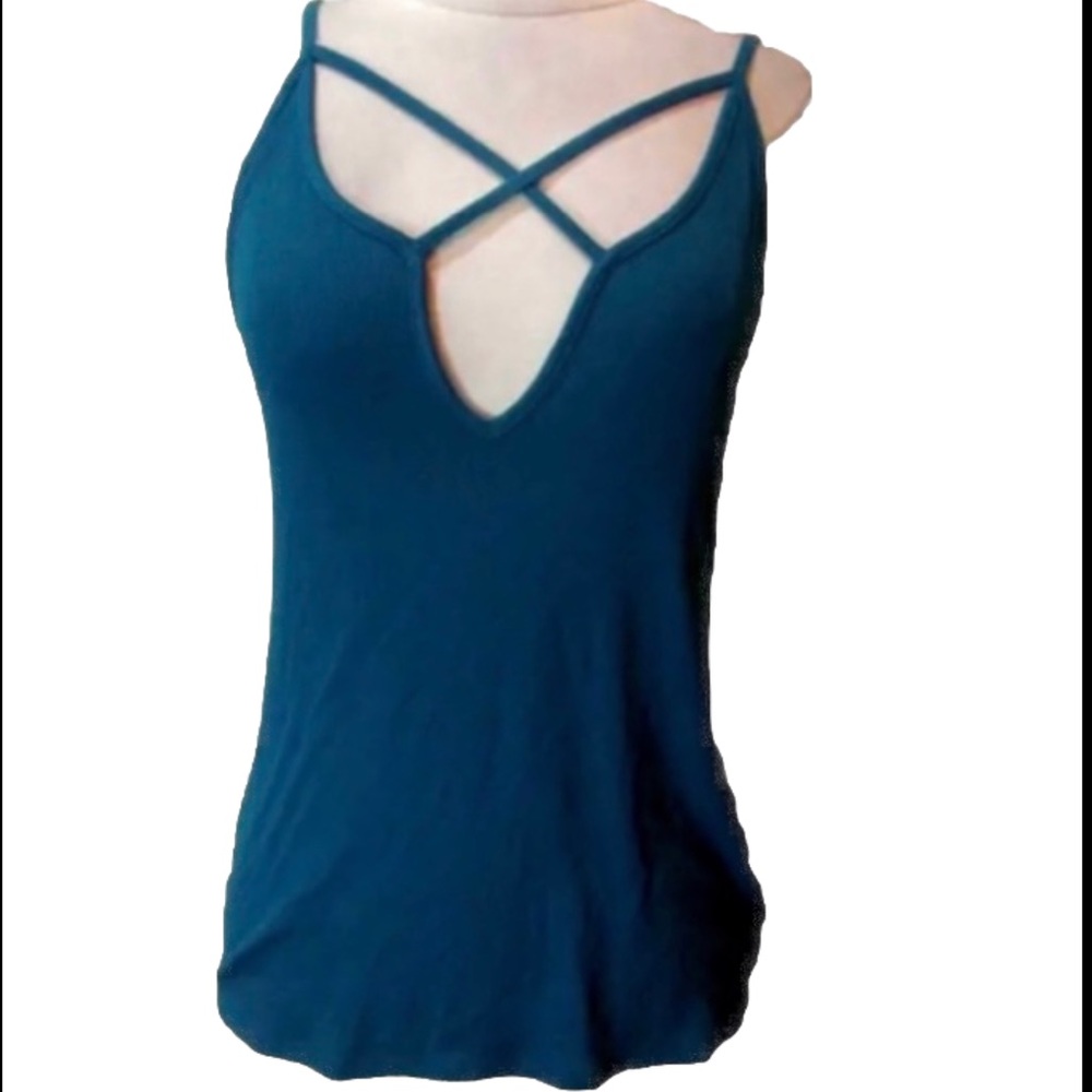 Express turquoise ribbed strappy tank top size S